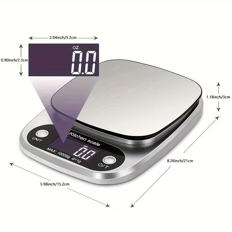 Digital Kitchen Scale with Stainless Steel Platform