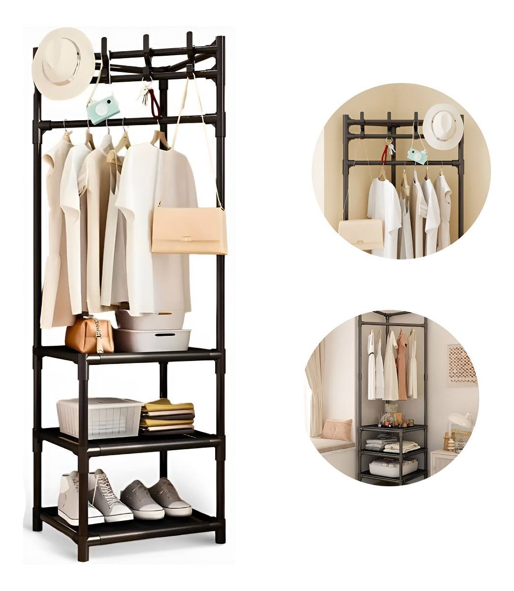 Multi-Functional Vertical Garment & Shoe Organizer Rack