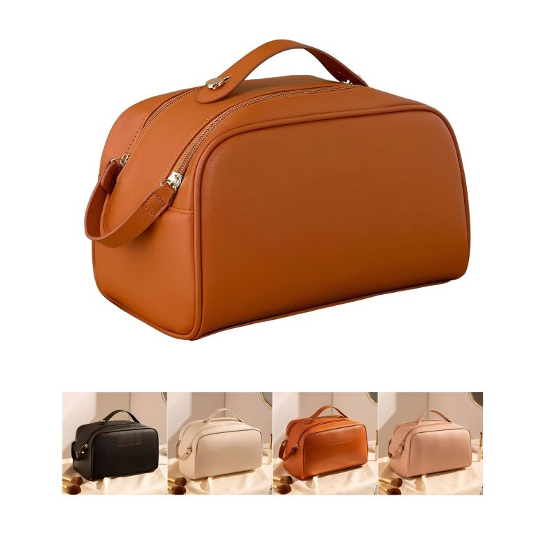 Large Capacity Leather Makeup Organizer Bag
