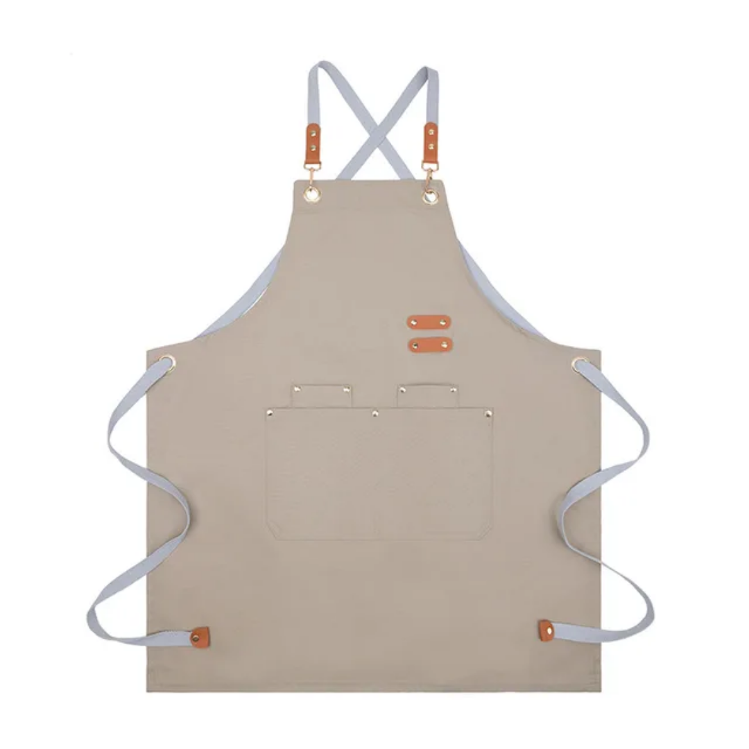 Professional Canvas Work Apron with Adjustable Leather Straps