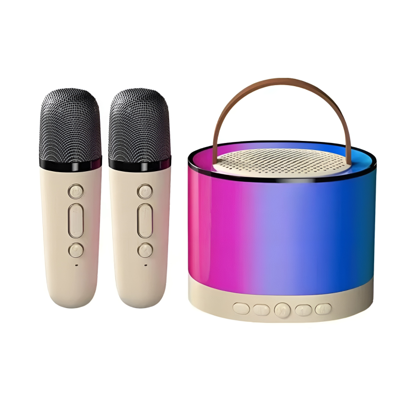 Portable RGB Bluetooth Speaker with Dual Wireless Microphones