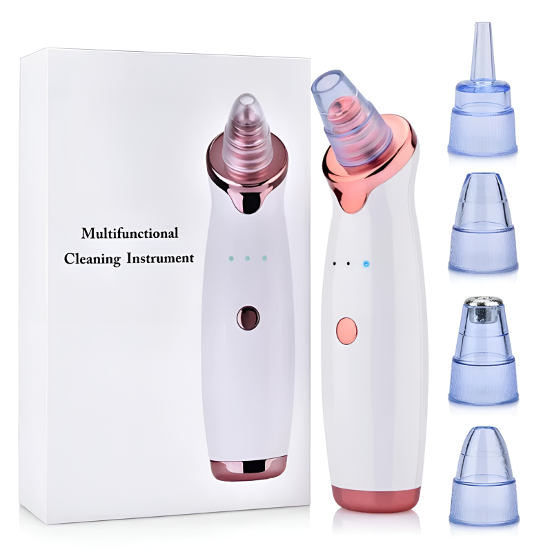 Rechargeable Pore Vacuum & Blackhead Remover with 4 Suction Heads