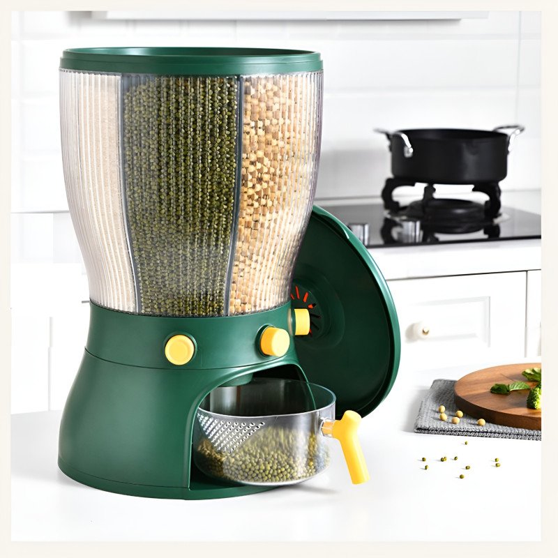 360° Rotating 4-Grid Cereal & Grain Dispenser