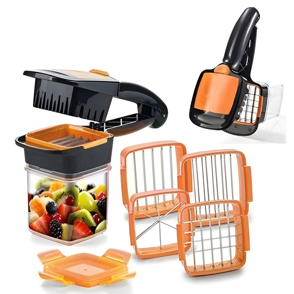 Quick-Press Multi-Blade Vegetable Slicer and Fruit Cuber