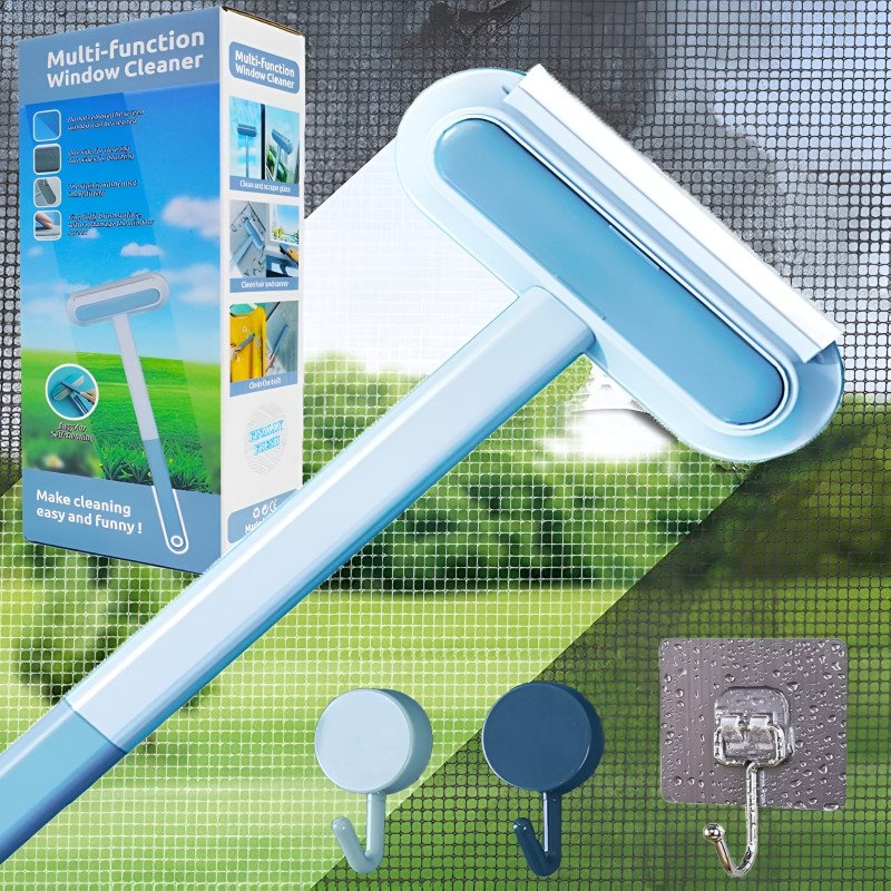 Multi-Functional 4-in-1 Window Screen Cleaning Brush Squeegee Tool