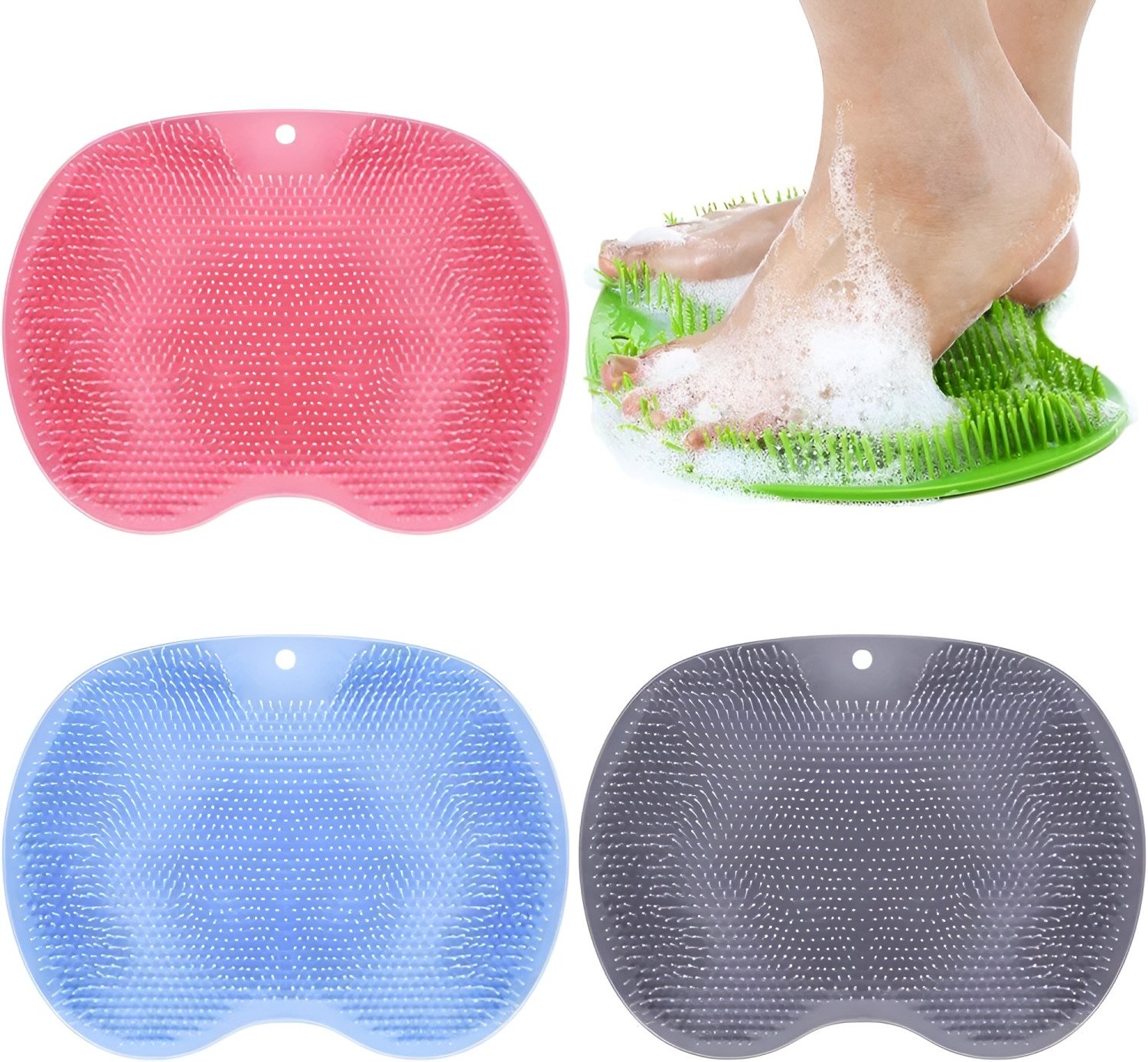Non-Slip Silicone Foot Massage & Back Scrubber Shower Mat