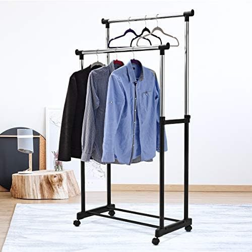 Mobile Double Pole Garment & Clothing Rack