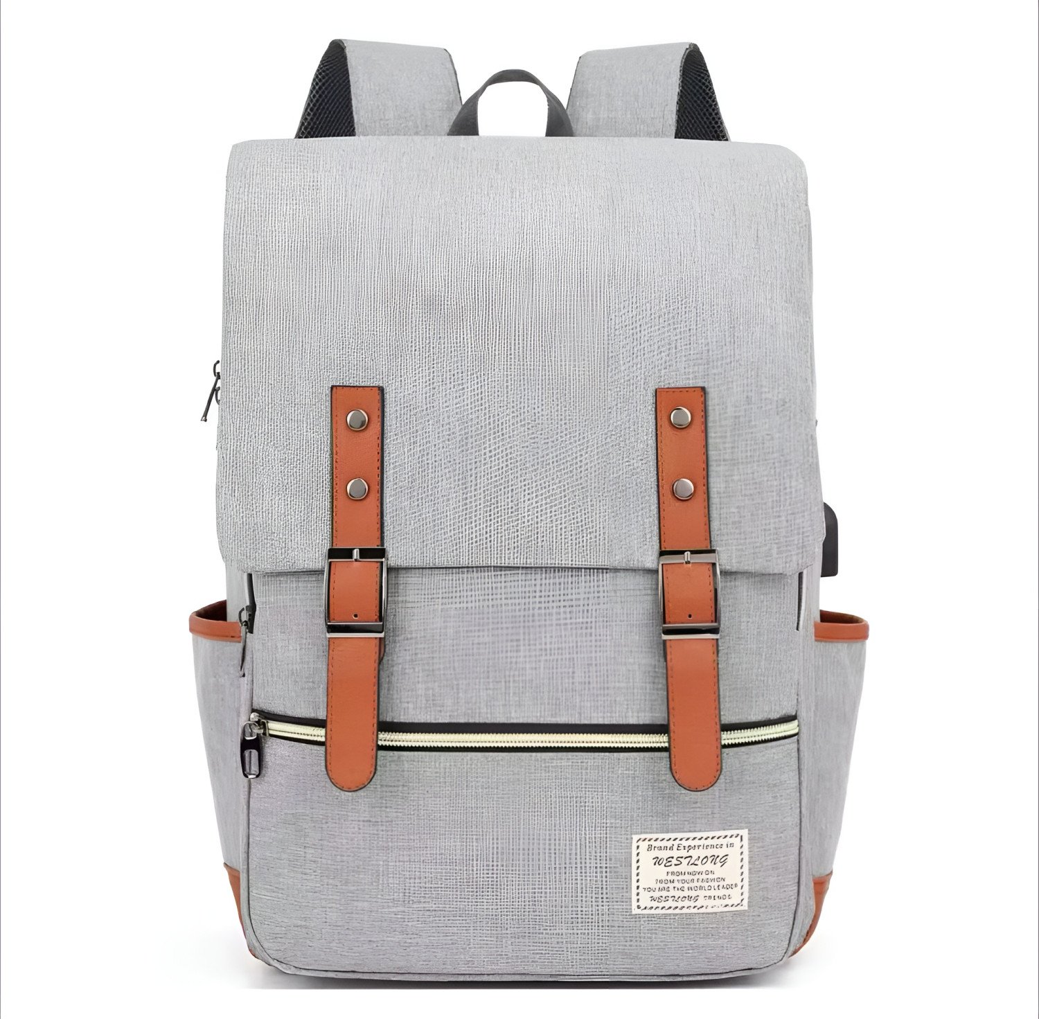 Vintage Style Laptop Backpack with Leather Straps