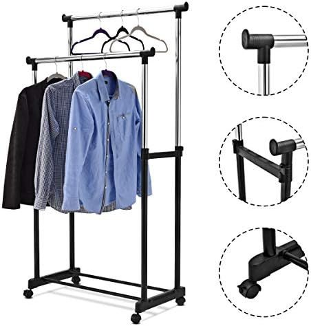Mobile Double Pole Garment & Clothing Rack