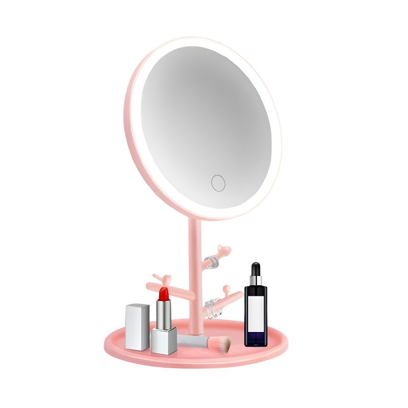 LED Illuminated Cosmetic Mirror with Jewelry Storage Base