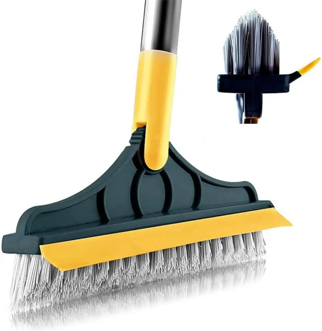 2-in-1 Floor Scrub Brush with Squeegee and 120° Rotating