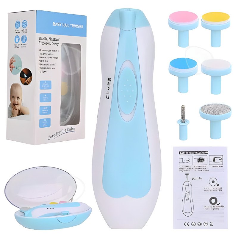 6-in-1 Safe Electric Baby Nail Trimmer with LED Light & Low Noise