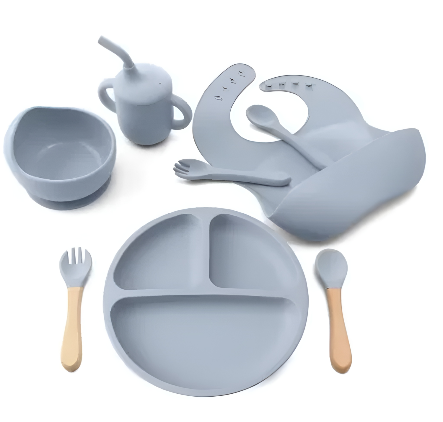 8-Piece Premium Silicone Tableware Set for Children