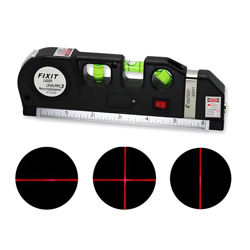 4-in-1 Multipurpose Laser Level with Measuring Tape and Triple Bubble Levels
