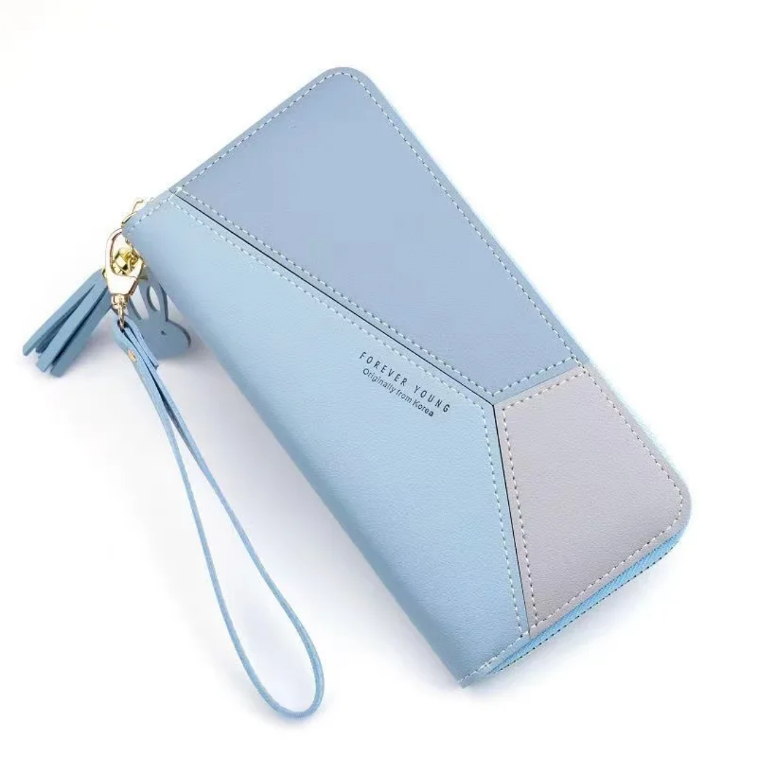 Elegant Three-Tone Long Wallet & Smartphone Clutch