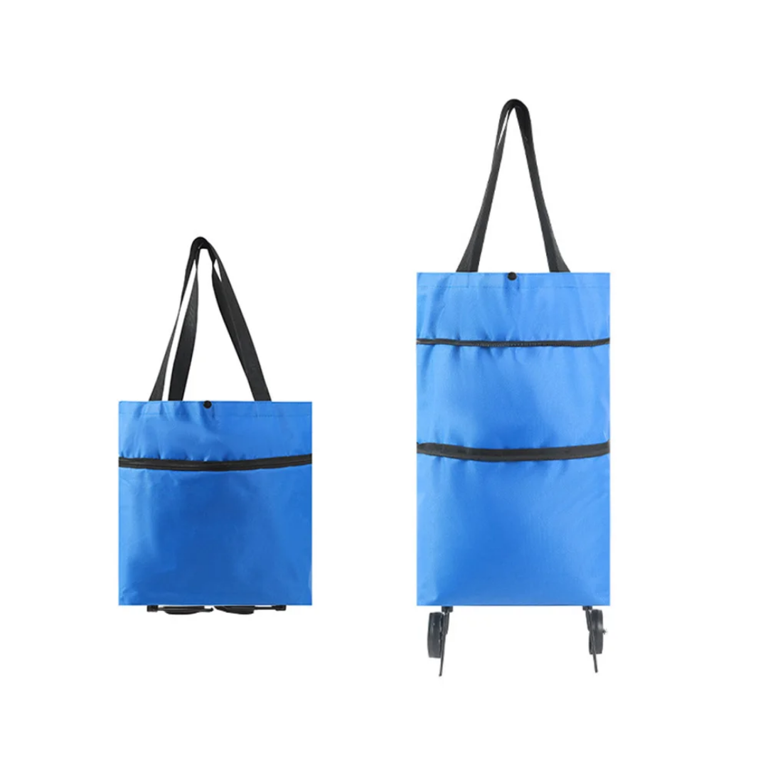 Foldable Shopping Bag with Wheels: 2-in-1 Portable Grocery Trolley & Reusable Tote Bag