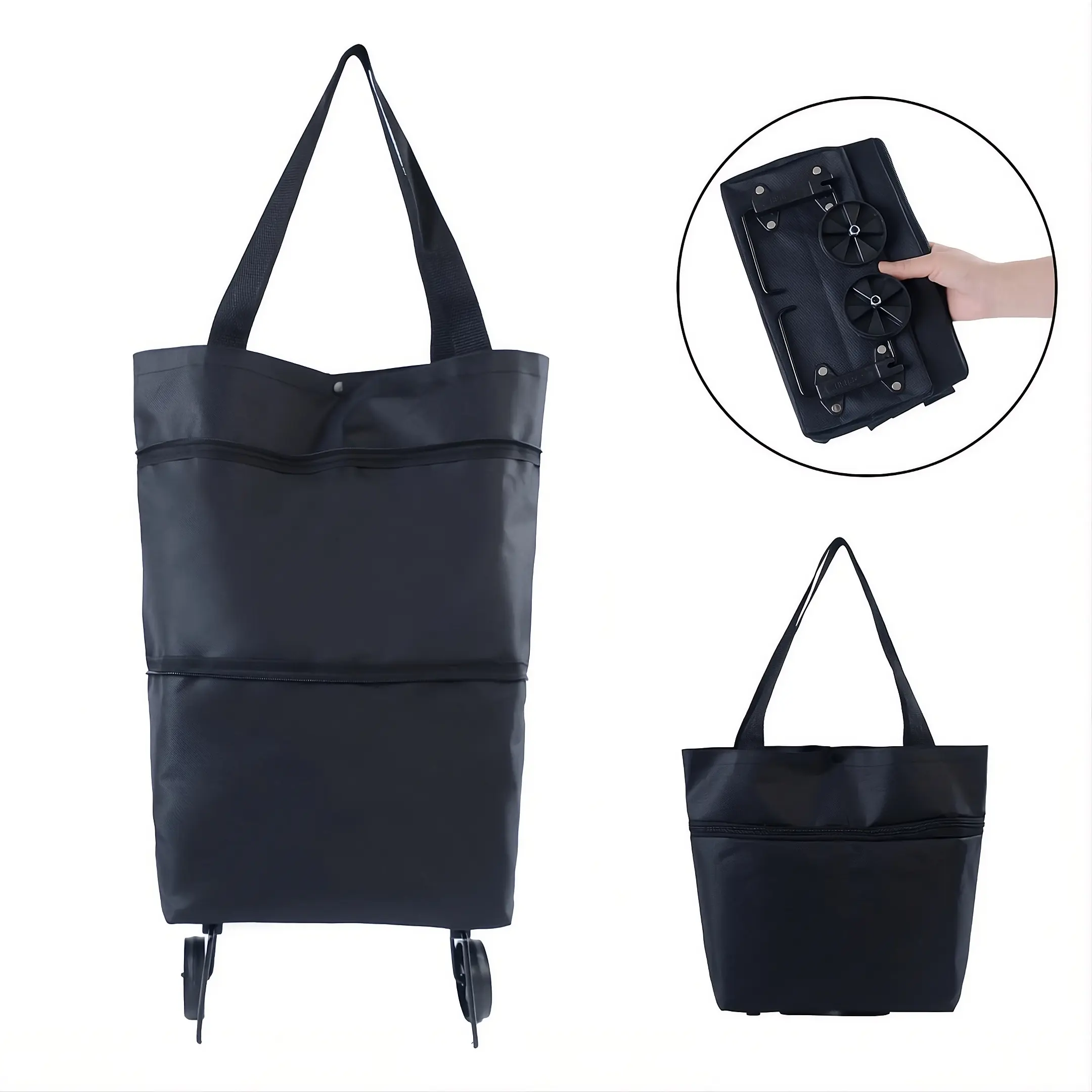 2-in-1 Foldable Shopping Bag with Wheels