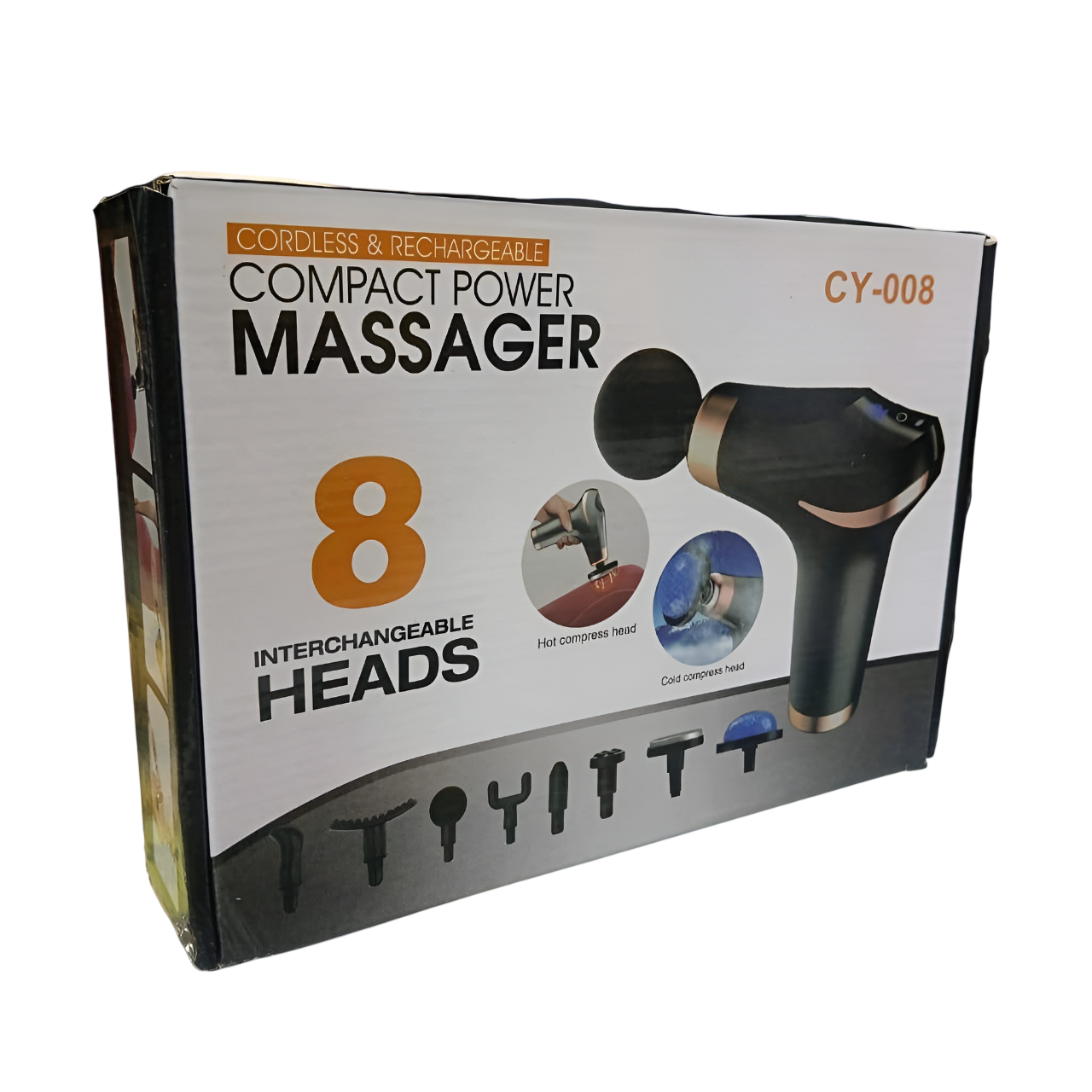 Compact Power Muscle Massage Gun with 8 Interchangeable Heads