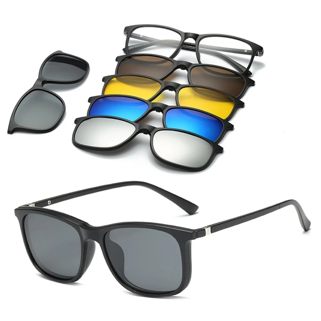 6-in-1 Magnetic Clip-On Polarized Sunglasses Set