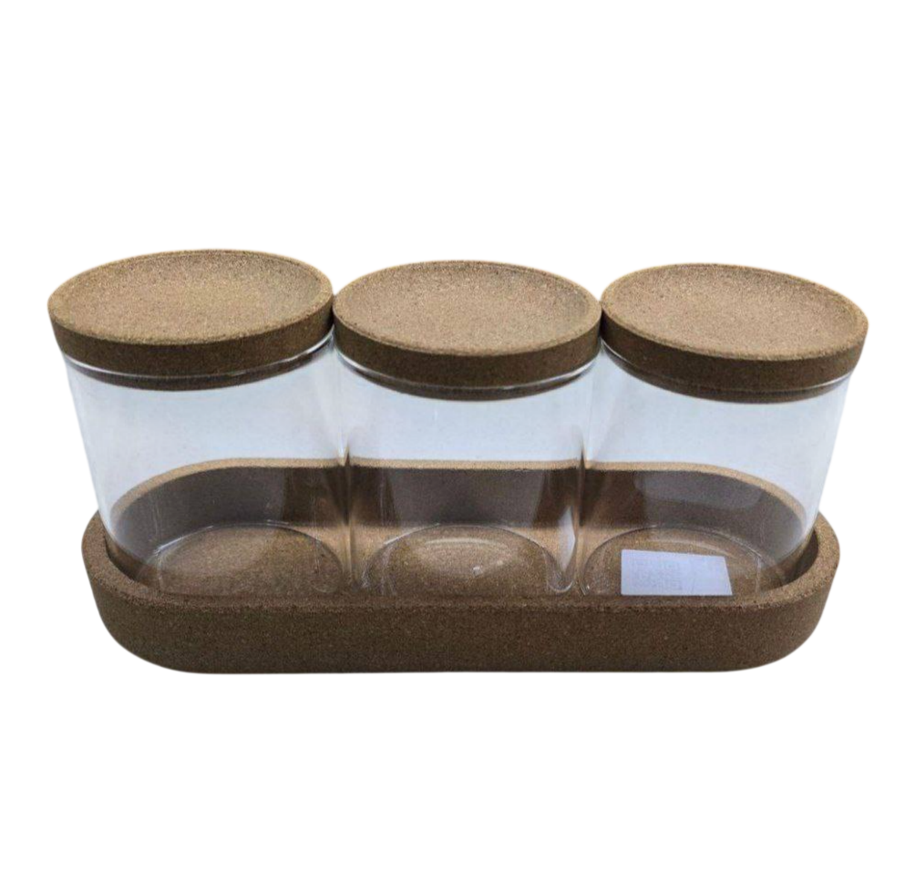 Minimalist Glass Storage Jar Set with Integrated Organizing Base