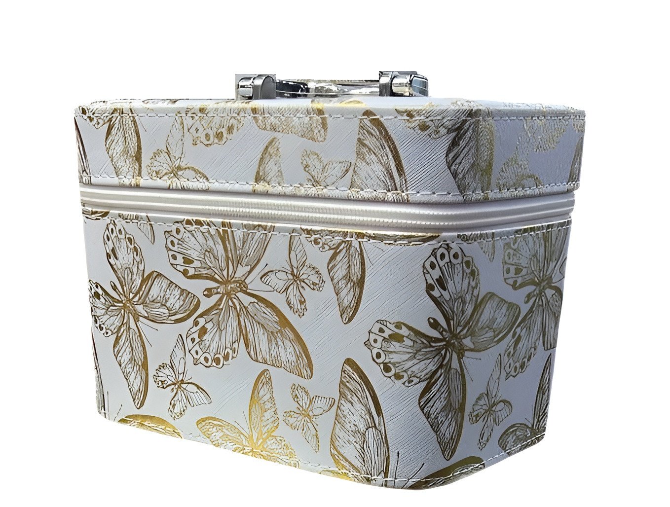 Elegant Butterfly Golden Embossed Makeup Organizer Case