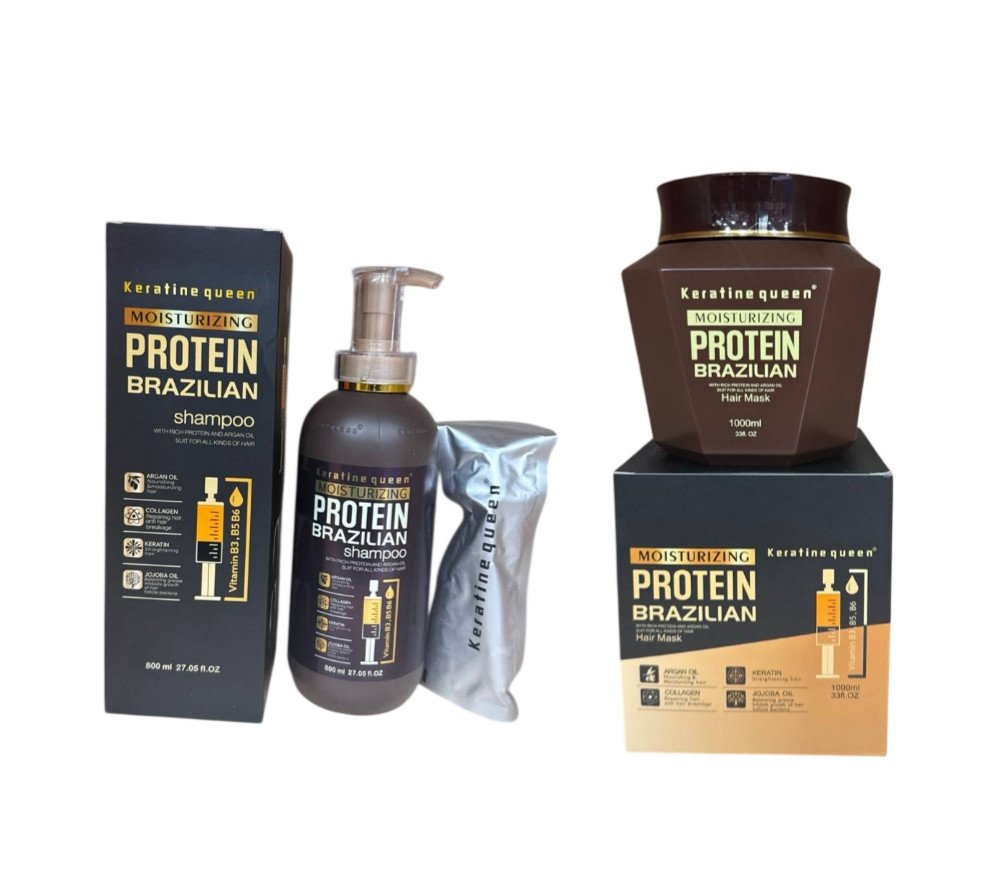 Brazilian Protein Hair Care Duo with Moisturizing Shampoo and Deep Repair Mask