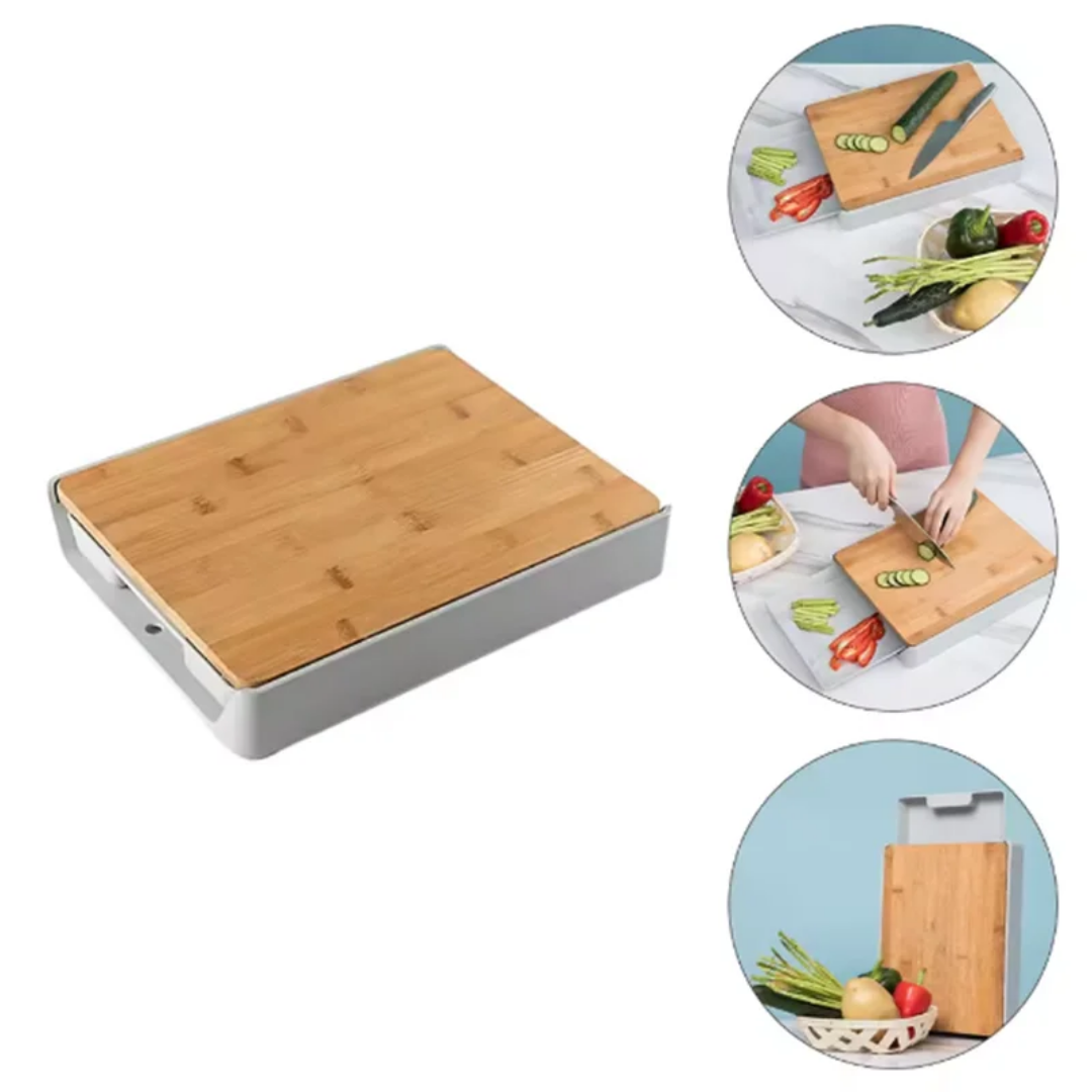 Professional Cutting Board with Integrated Storage Drawer: Smart Kitchen Organizer for Easy Food Prep