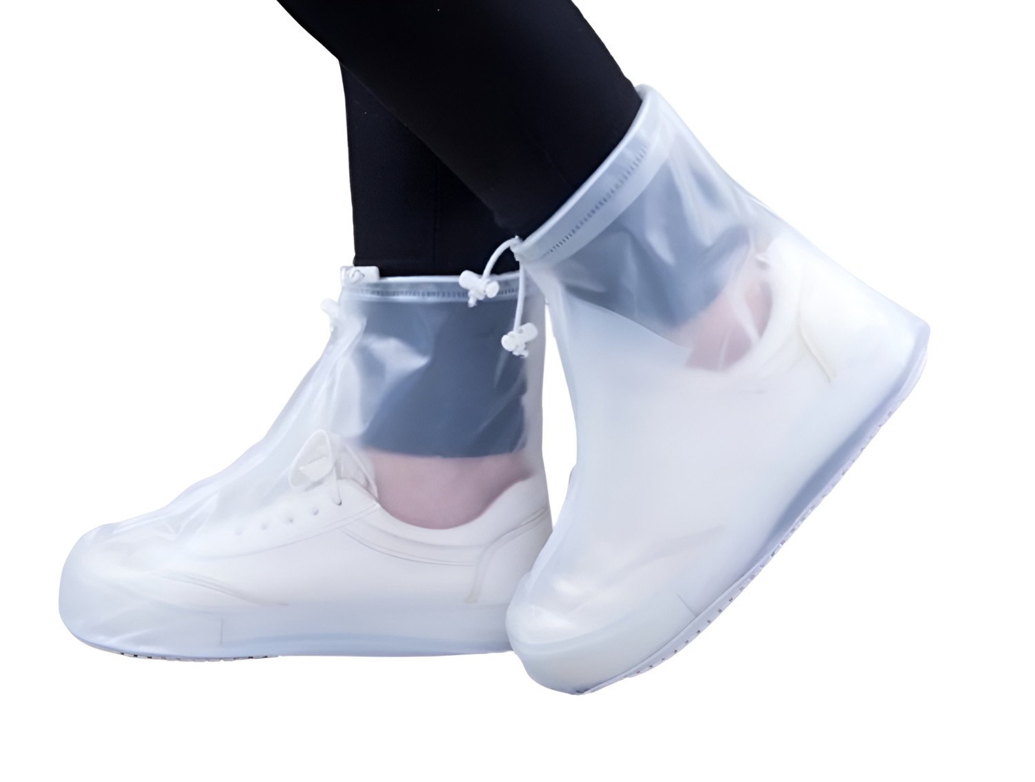Waterproof Reusable Silicone Shoe Covers with Zipper and Adjustable Drawstring