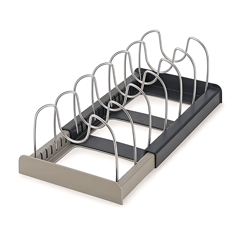 Expandable Pot and Pan Organizer Rack with Adjustable Dividers