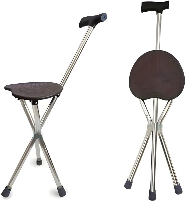 Portable 2-in-1 Folding Cane Seat and Walking Stick