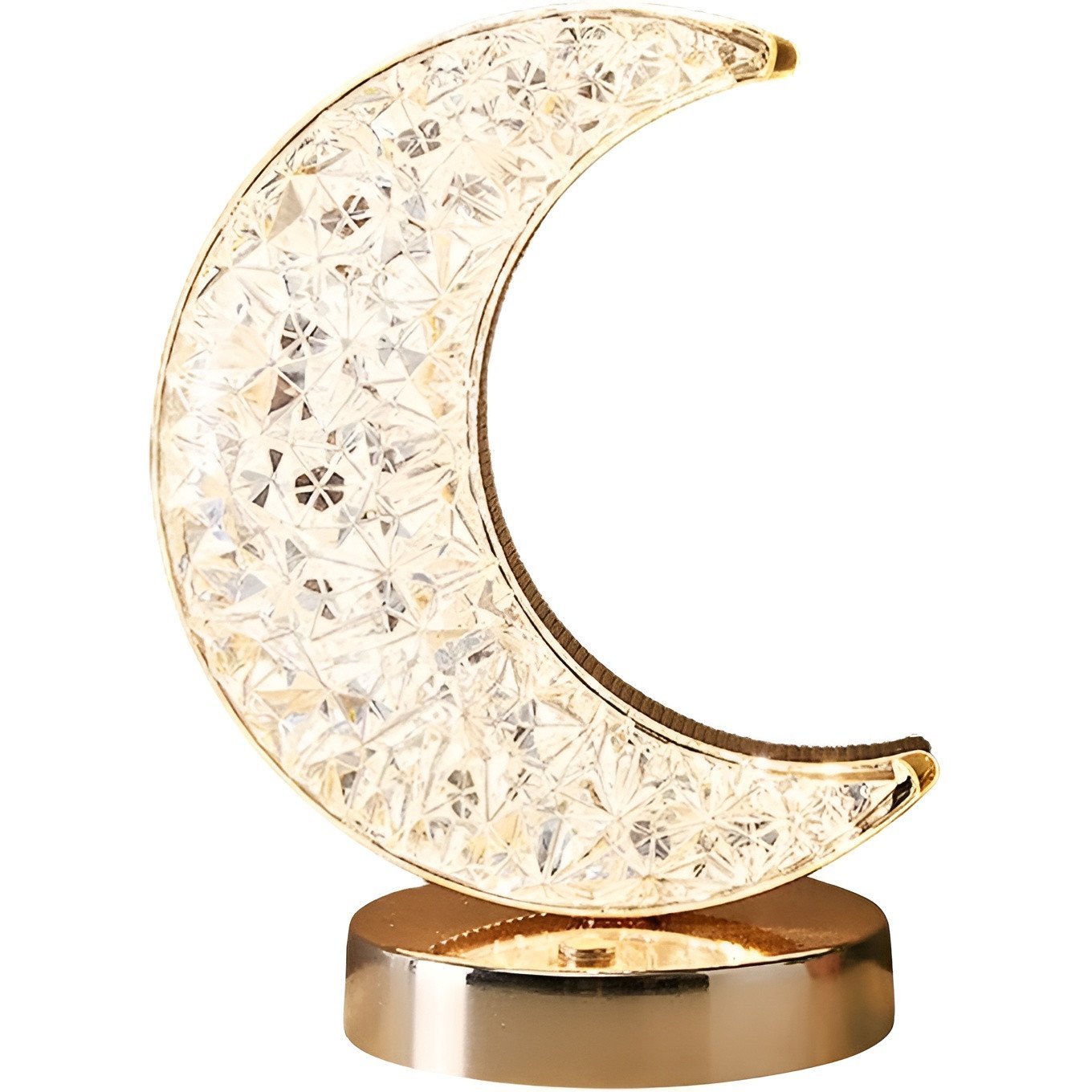Luxury Crescent Moon Crystal LED Table Lamp with Touch Dimming