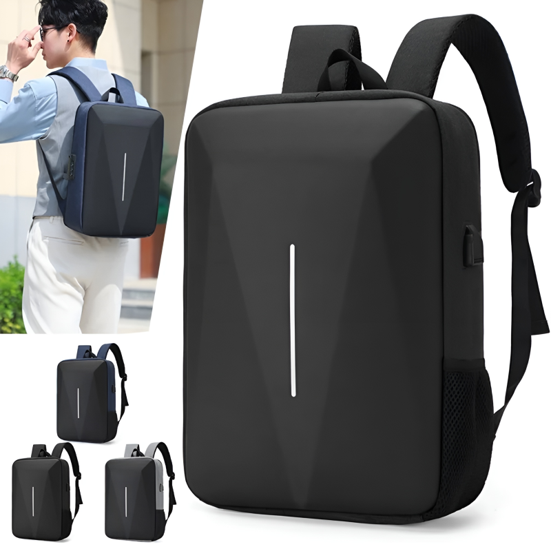 Geometric Hard-Shell Waterproof Laptop Backpack