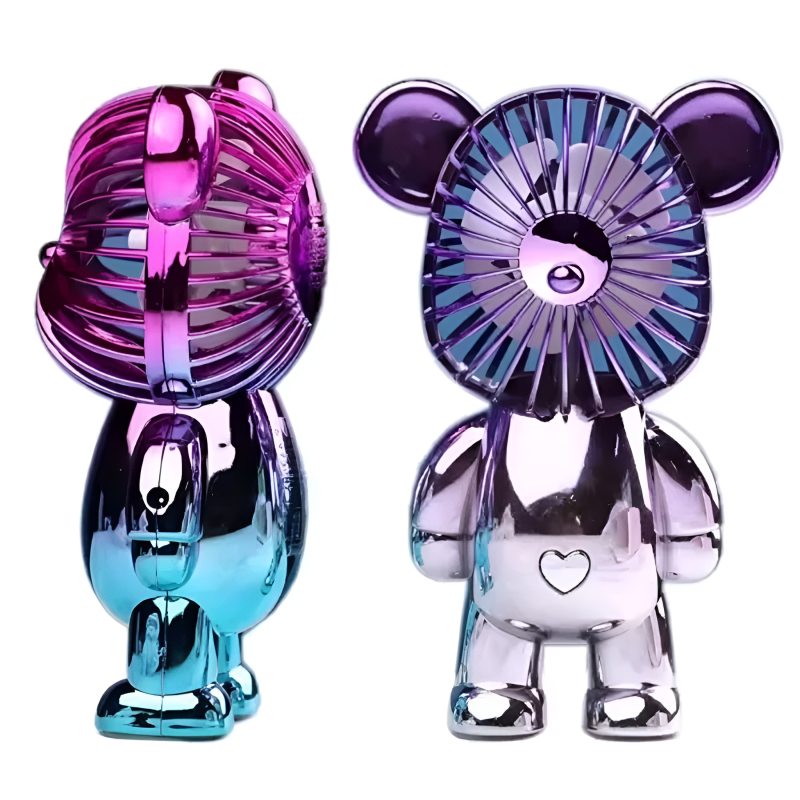 Mini Bear Portable Handheld Fan with Electroplated Gradient Finish