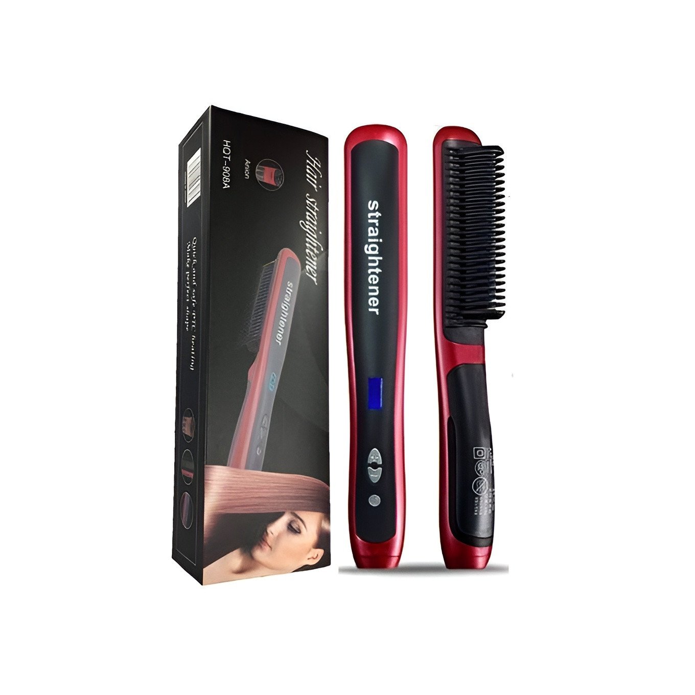 Professional Hair Straightener Brush with PTC Heating