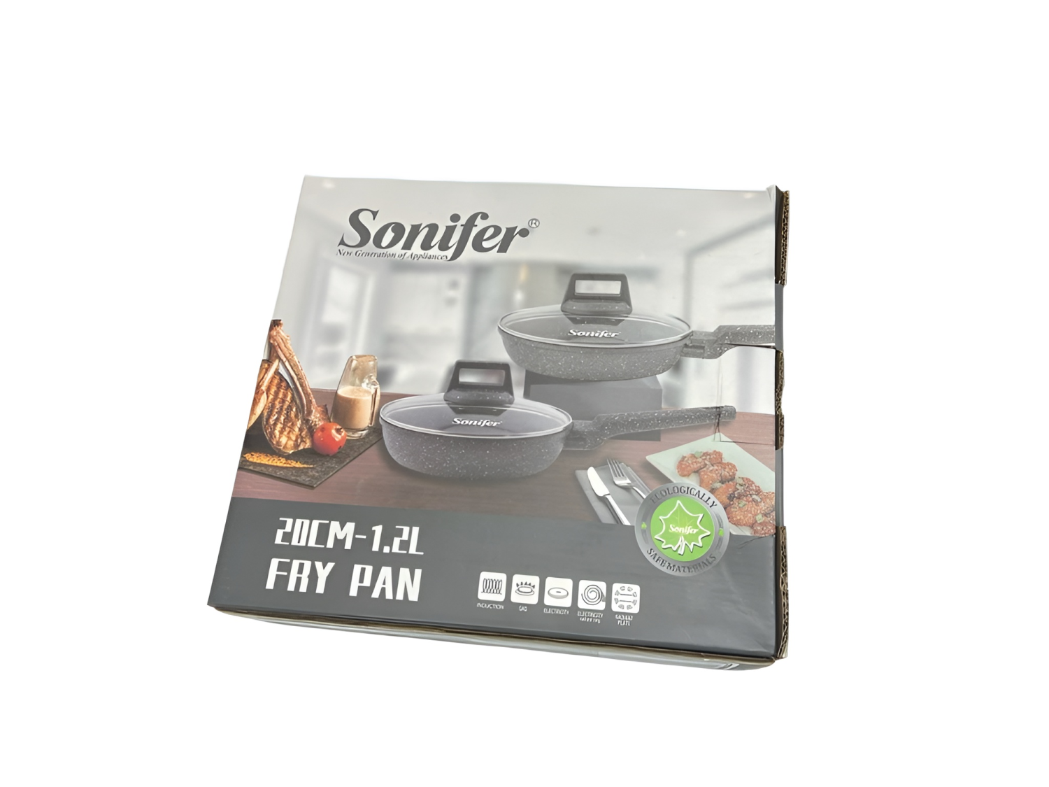 Sonifer 20cm Frying Pan with Glass Lid 1.2L