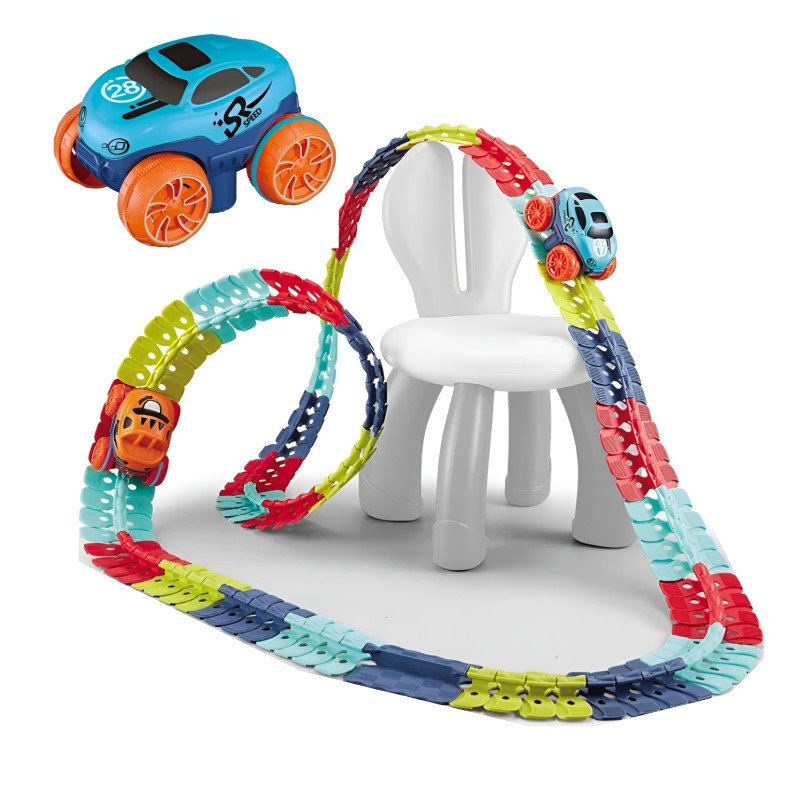 Flexible DIY Race Track Set with Battery-Powered Cars