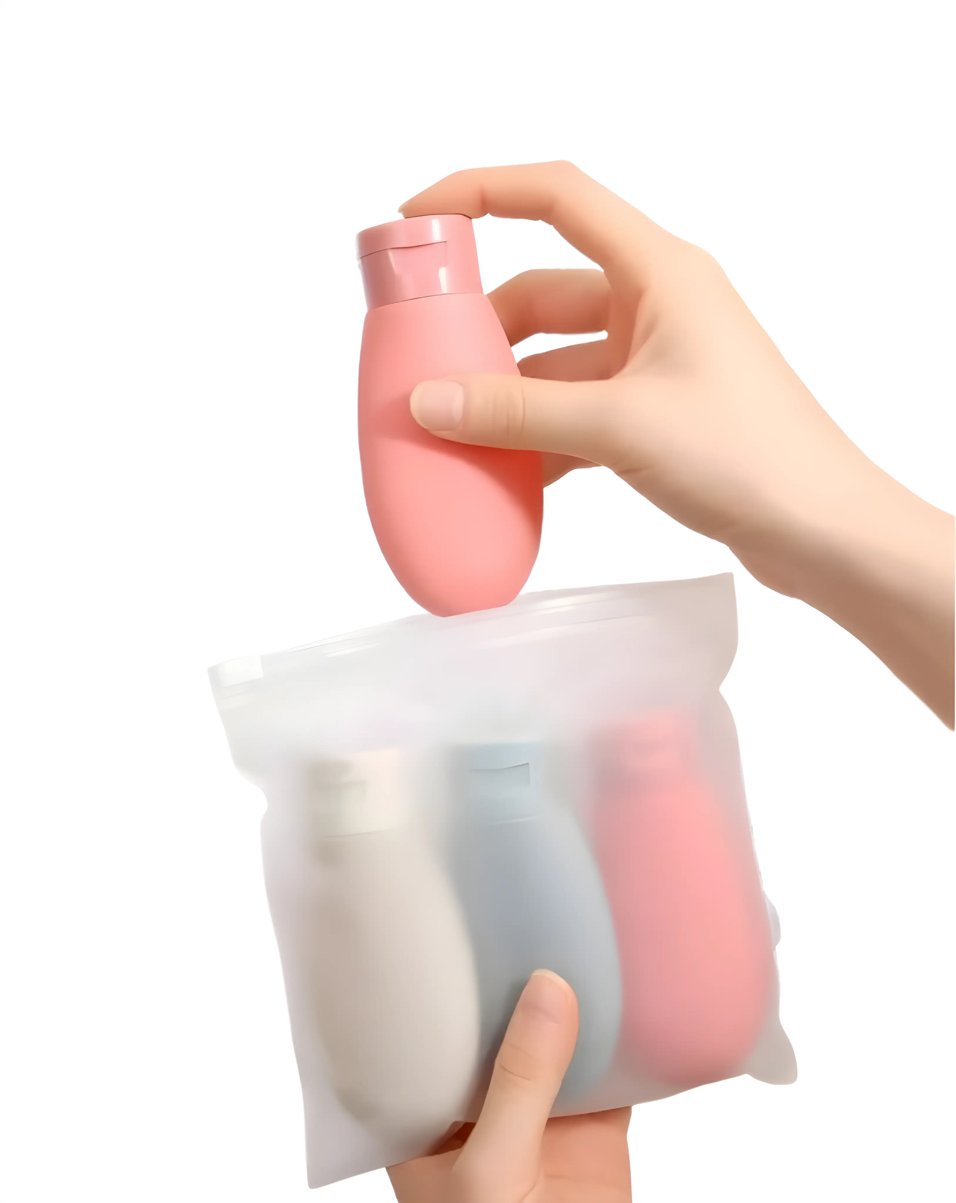 Leak-Proof Silicone Refillable Travel Bottles Set with Clear Organizer Bag