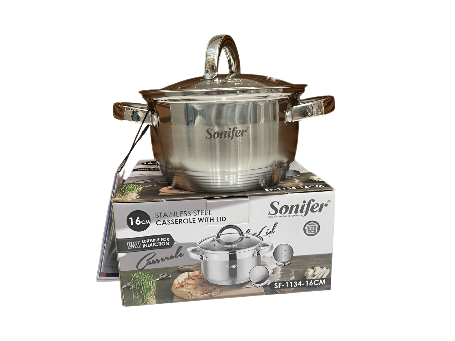 Sonifer 16cm Stainless Steel Casserole with Lid 2.1L
