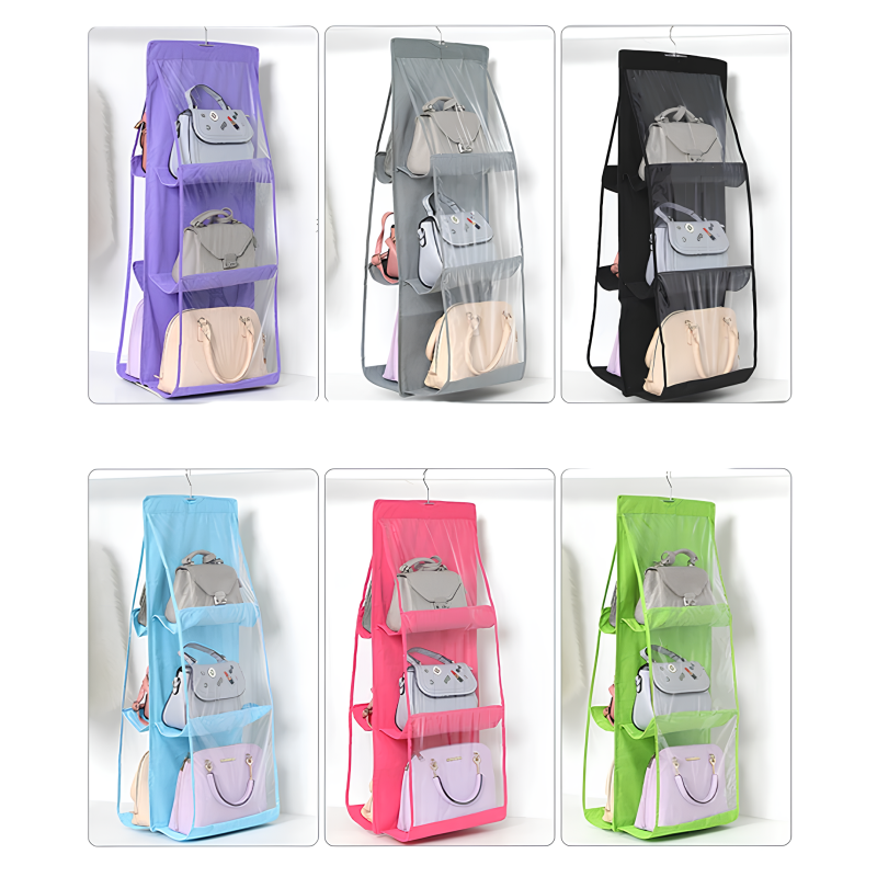 6-Pocket Hanging Handbag Organizer: Dustproof Closet Storage for Purses