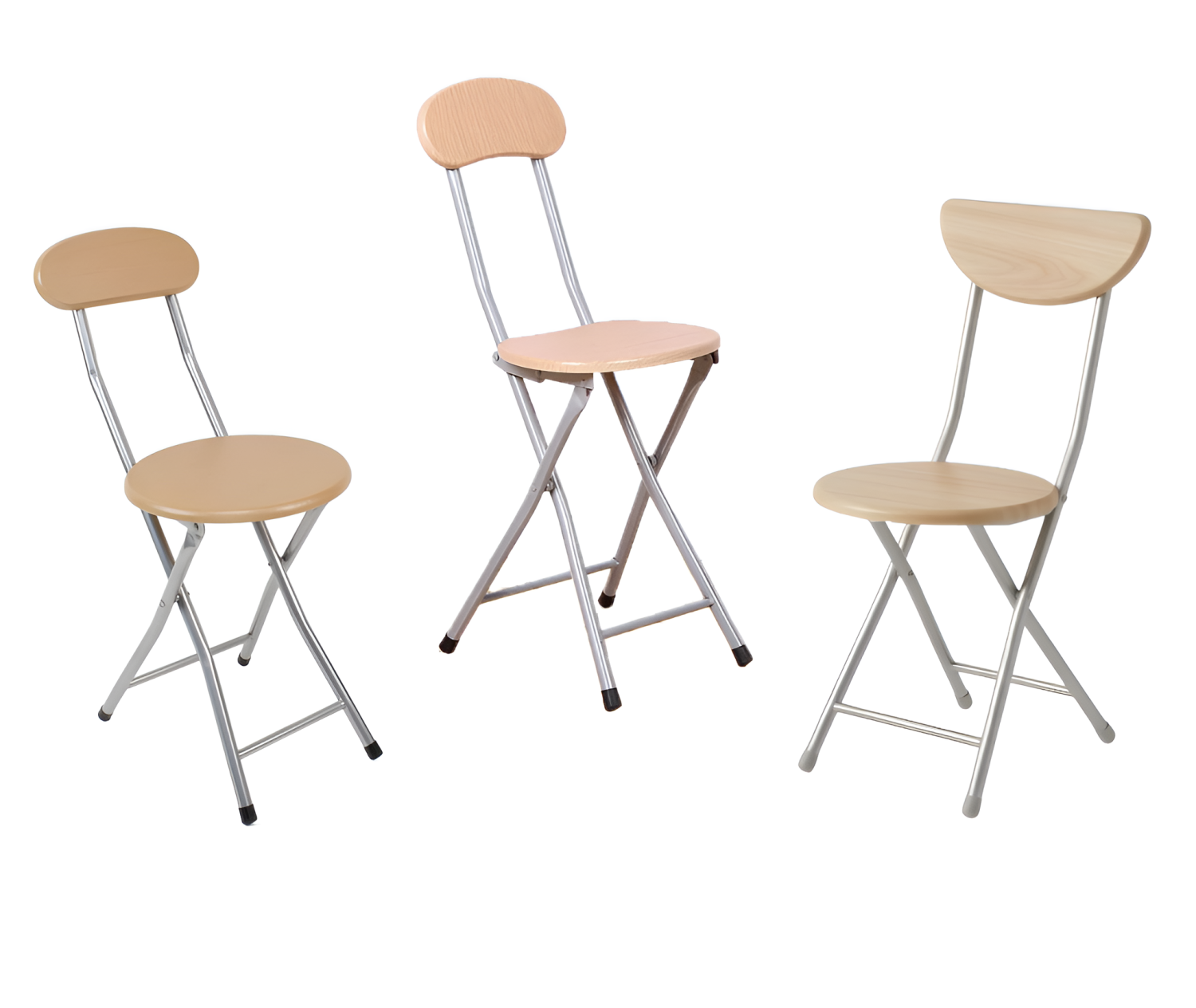 Modern Minimalist Round Wooden Chair with Metal Frame