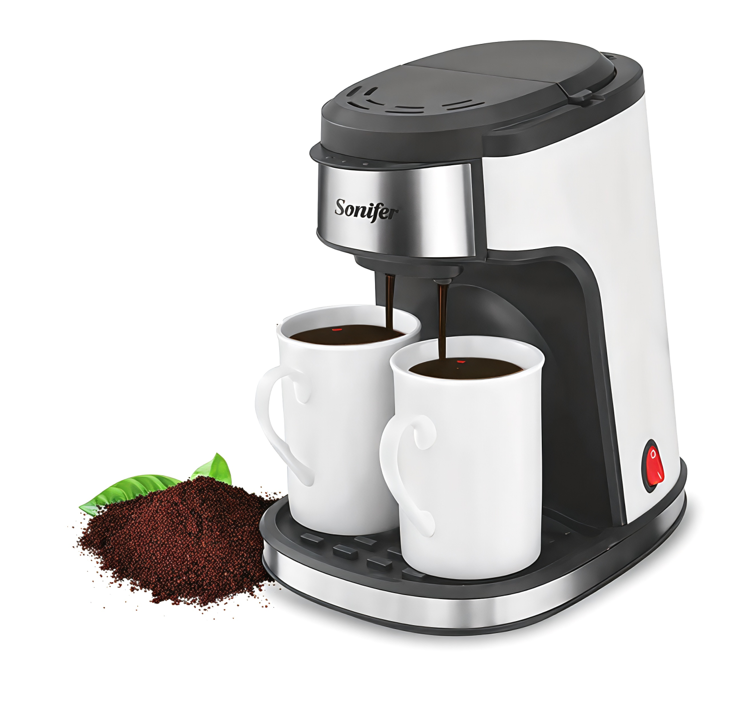 Compact Dual-Cup Drip Coffee Maker