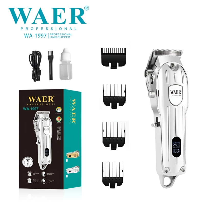 WAER WA-1997 Professional Cordless Hair Clipper with Smart LCD Display