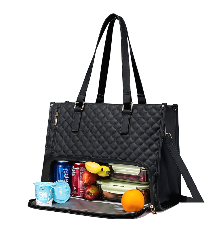 2-in-1 Elegant Quilted Bag with Insulated Cooler Compartment