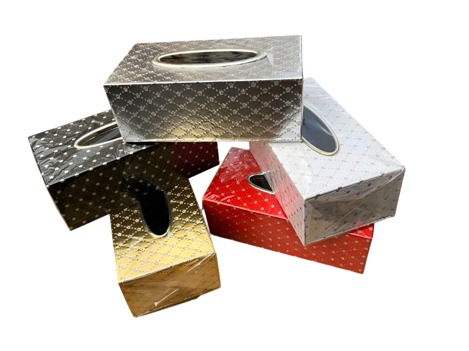 Elegant Metallic Patterned Tissue Box Holder