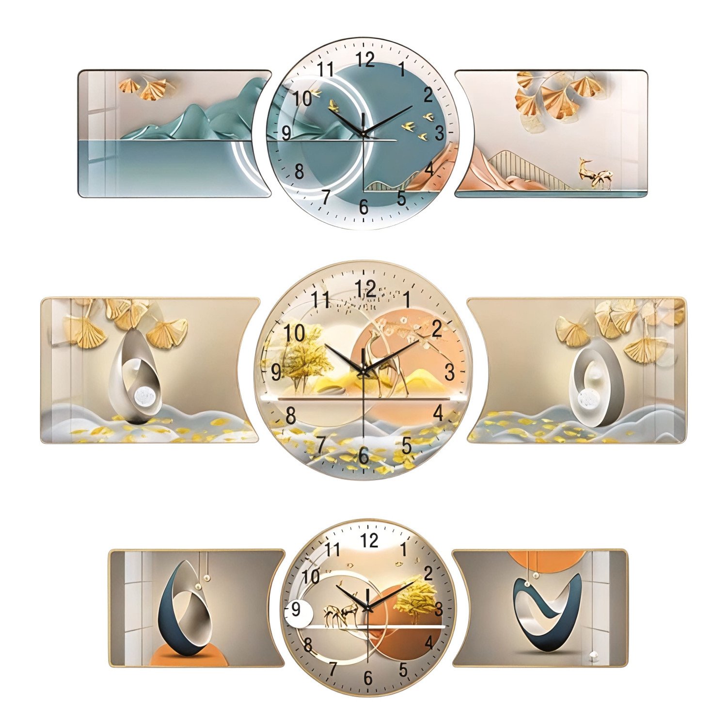 Luxury 3-Piece Modern Decorative Wall Clock Set