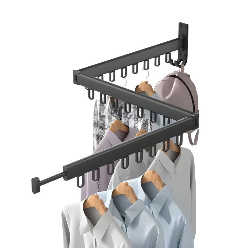 Multi-Joint Folding Wall-Mounted Clothes Drying Rack with Telescopic Arm